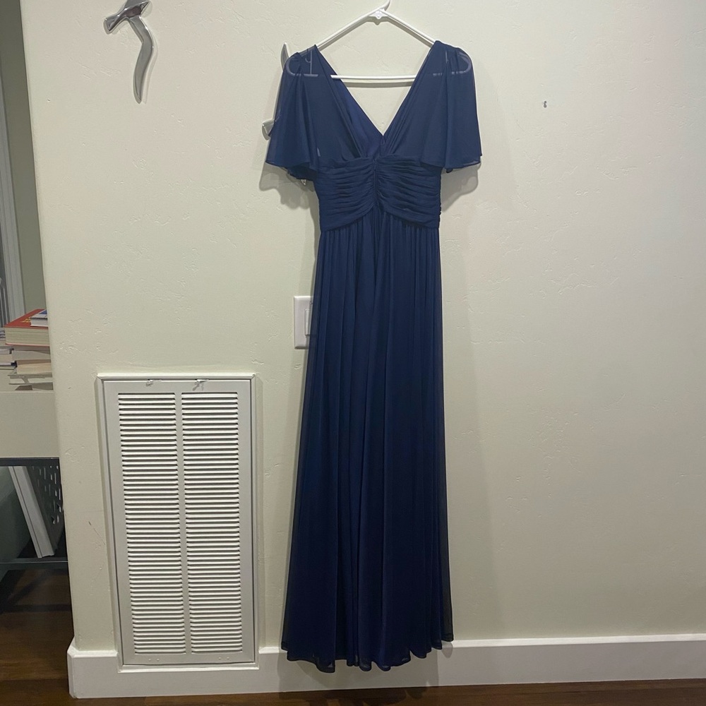 Flutter Sleeve Crisscross Mesh Bridesmaid Dress